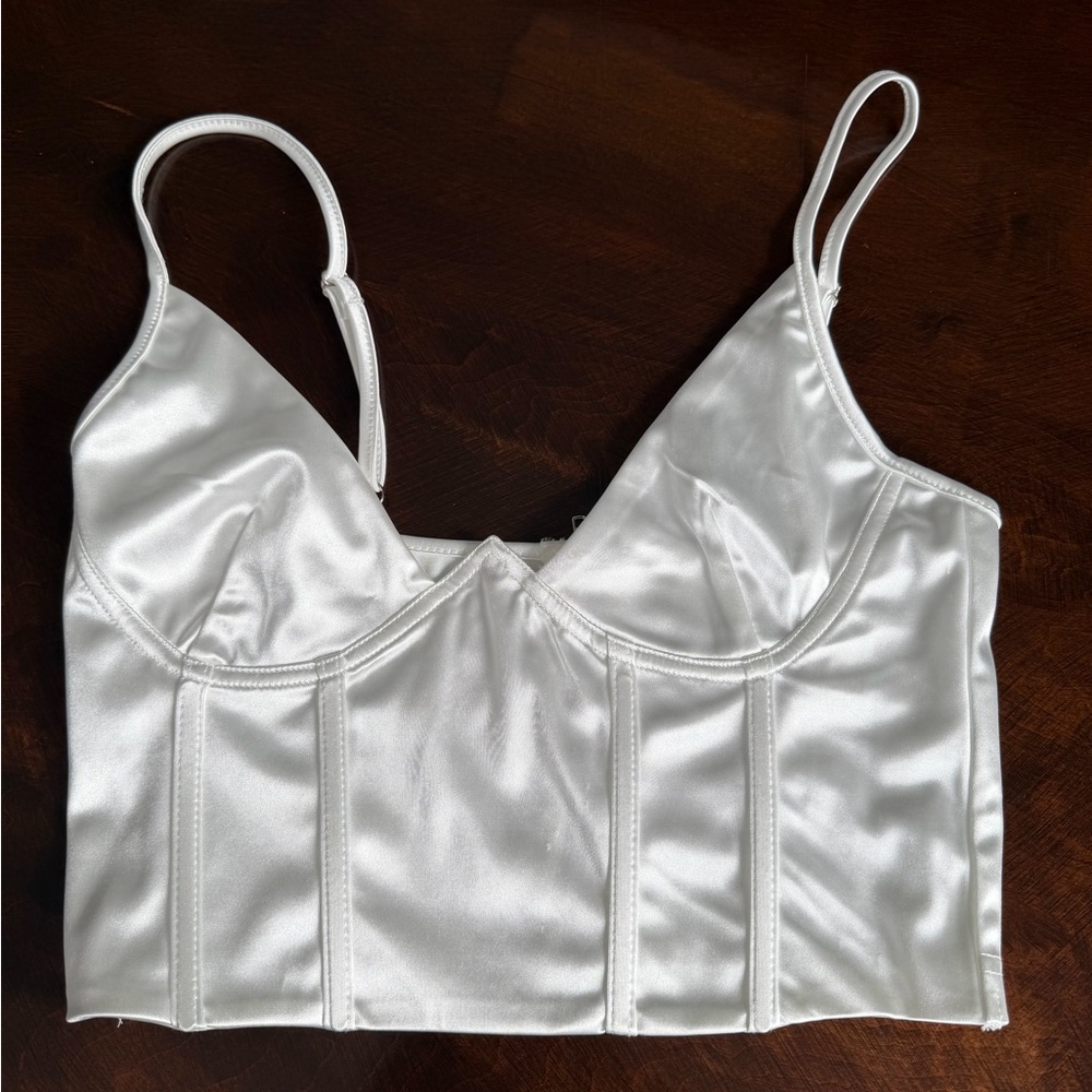 Elegant White Satin Bralette Corset